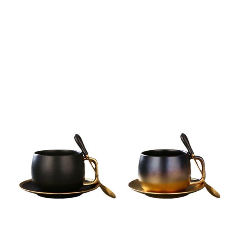 American Gradient Ceramic Coffee Cup Creative Frosted Cup and Saucer Set Small Luxury British Afternoon Tea Mug Gift