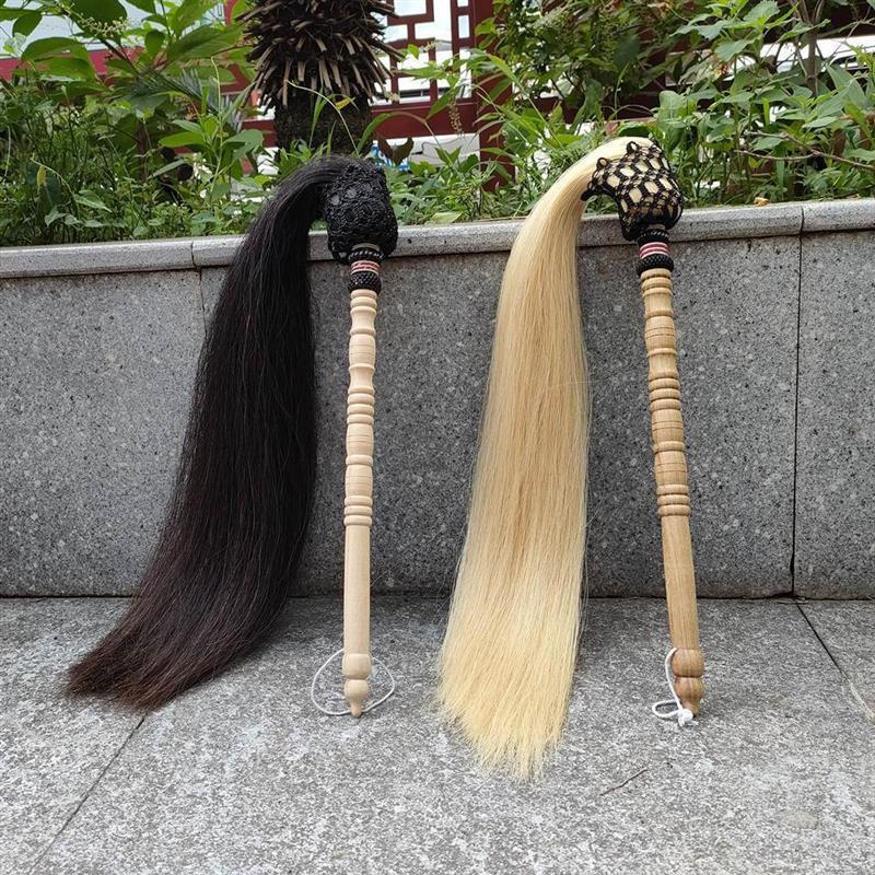 Щетка для уборки Уданга, подлинный инструмент боевых искусств для практики даосской и буддийской уборки, ручной кнут из персикового дерева с ручкой из конского хвоста для фитнеса