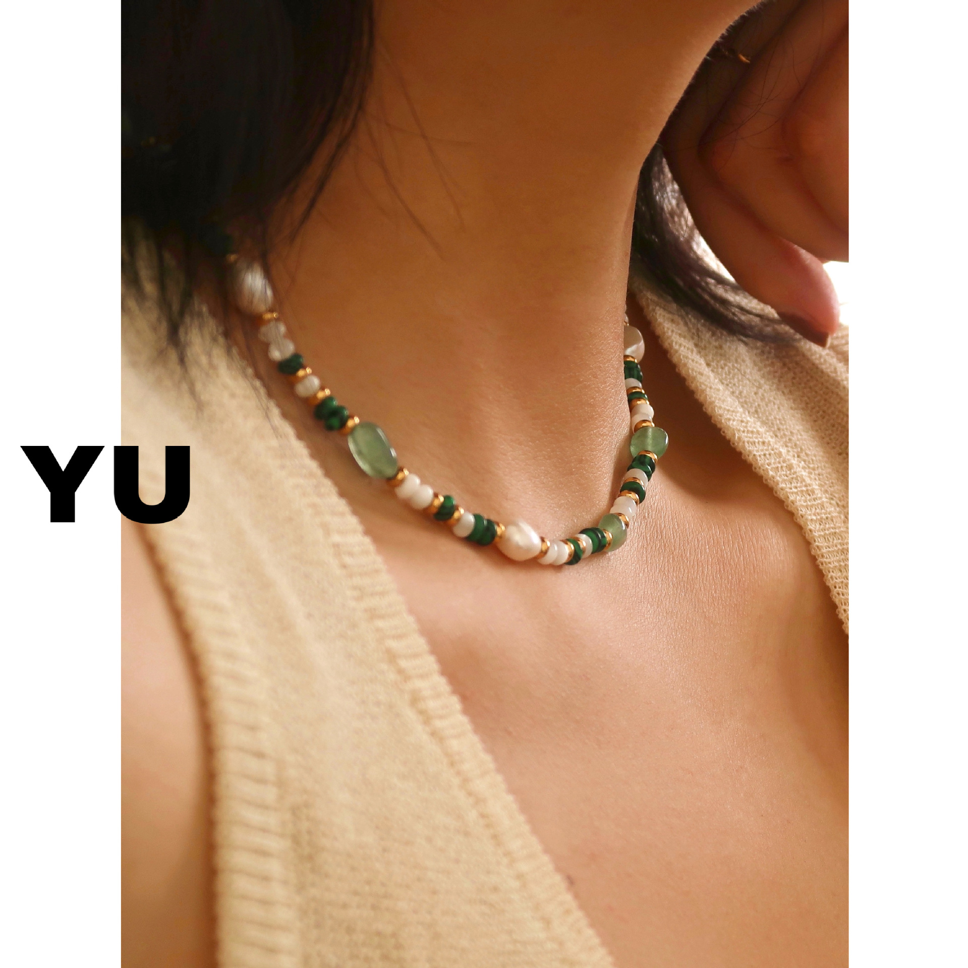 Yuyu Jewelry Colorful Beaded Necklace Bracelet Natural Stone Crystal Freshwater Pearl Bohemian Dopamine Titanium Steel