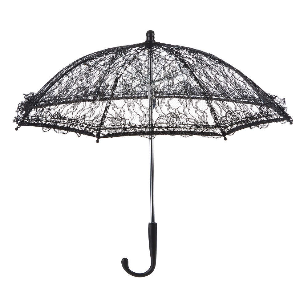 Black Lace Umbrella European Style Wedding Bride Shooting Props Children's Performance White Long Handle Decorative Umbrella Princess Umbrella