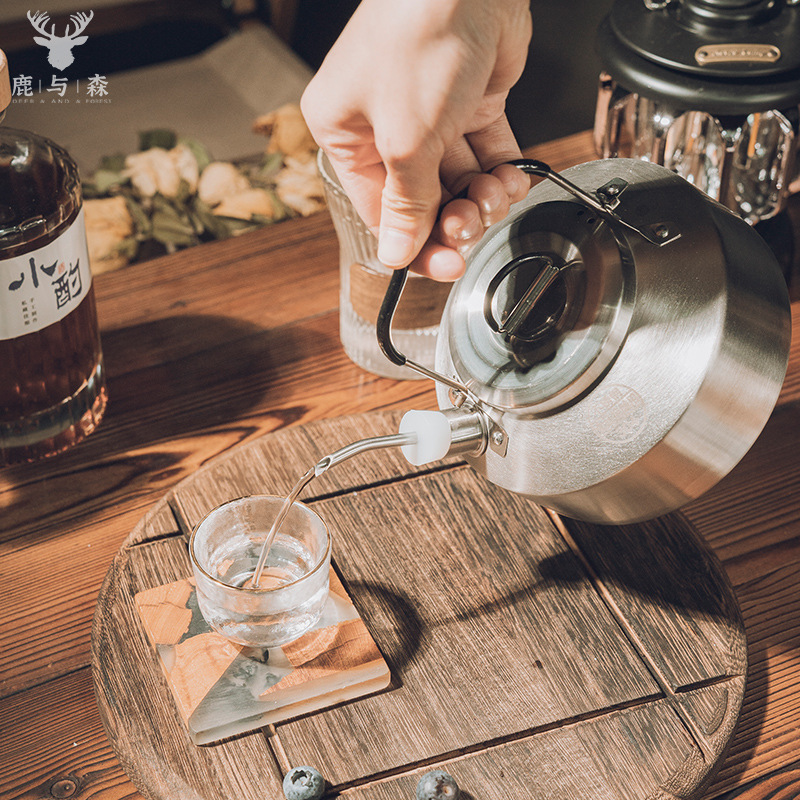 Outdoor Camping Coffee Pot Extension Mouth Silicone Spout Stainless Steel Hand Water Kettle Small Mouth Portable Diverter Spout