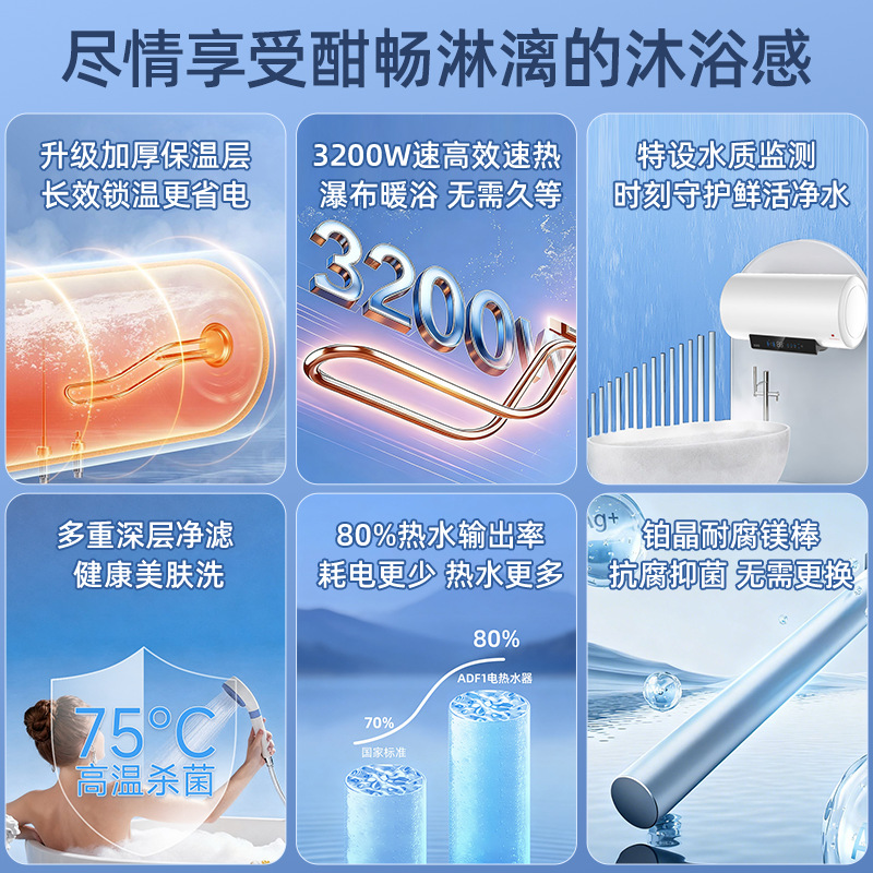 Spot Quick-Heating Energy-Saving Low-Power Water Heater Household High-Strength Enamel Blue Diamond Liner Water Storage Water Heater