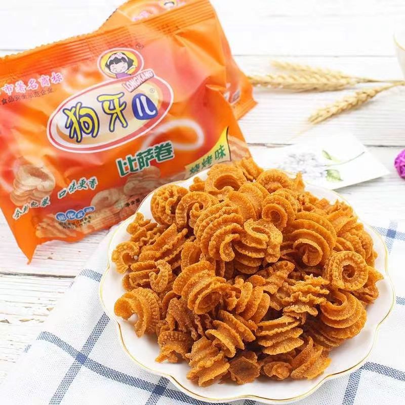 Dog Tooth rice pot bag small bag pizza roll nostalgic snack snack online popular leisure food wholesale