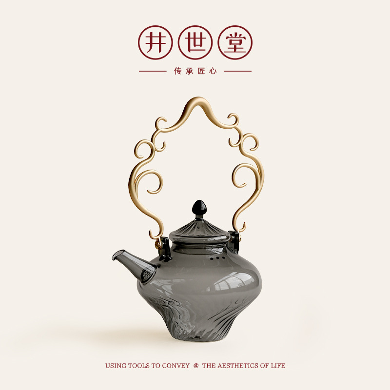 Чайник Jingshitang Namo с ручкой, термостойкое стекло, подходит для варки на открытом огне, цветочный чайник, электрический керамический чайник, чайный набор для дома
