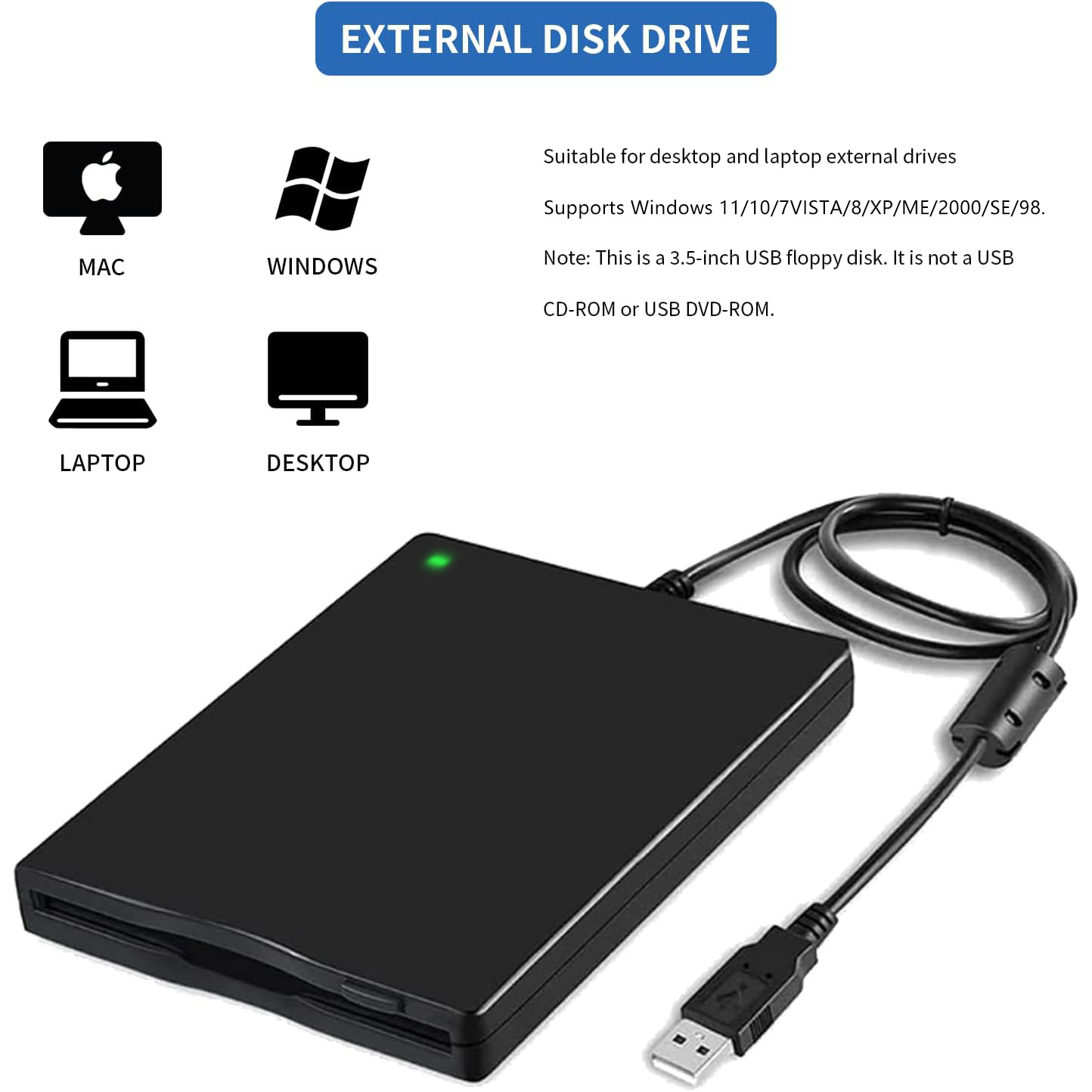Fdd 3.5inch External Floppy Drive Notebook Desktop Mobile Floppy Drive 1.44Mb Floppy External USB Floppy Drive
