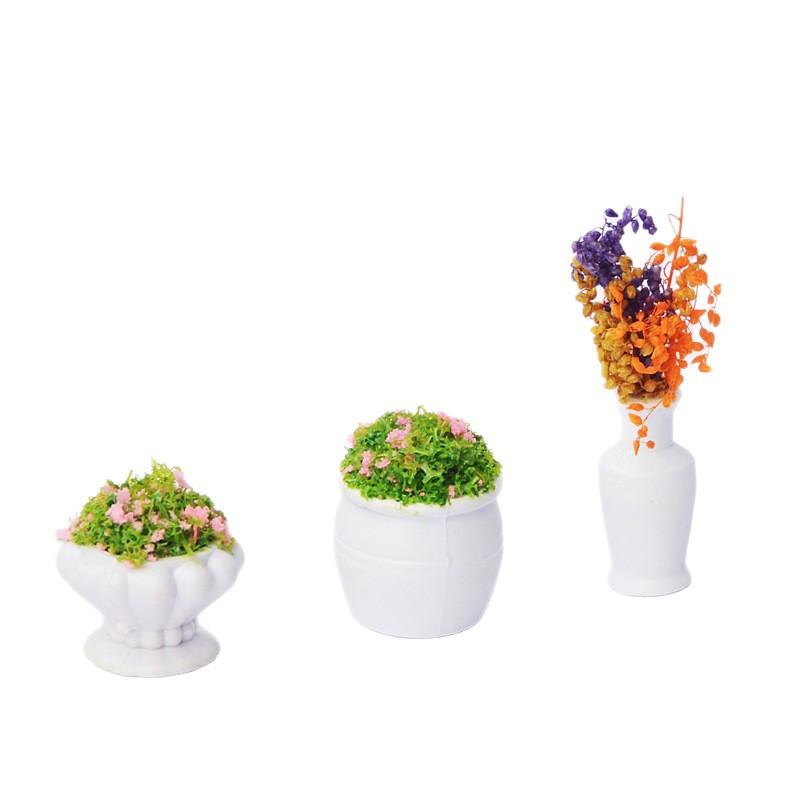 Simulated Model Flowerbed Vase Mini Outdoor Landscape Flower Pot Bonsai Architectural Sand Table Miniature Scene Ornament Flower Stand