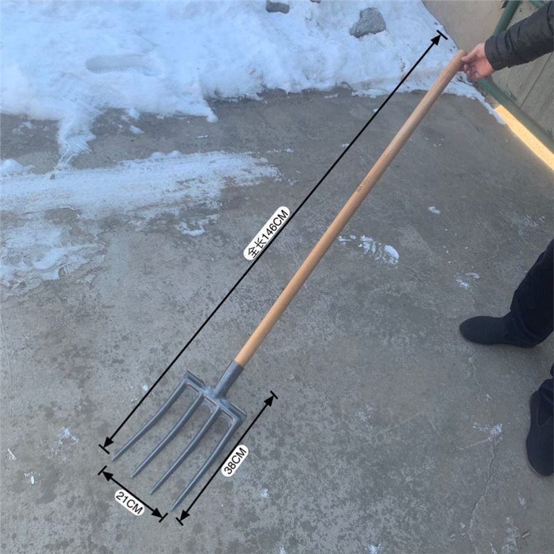 New type of one-piece four-tooth steel fork agricultural soil digging digging ground digging onion four thick thick thick manganese steel fork loose soil artifact
