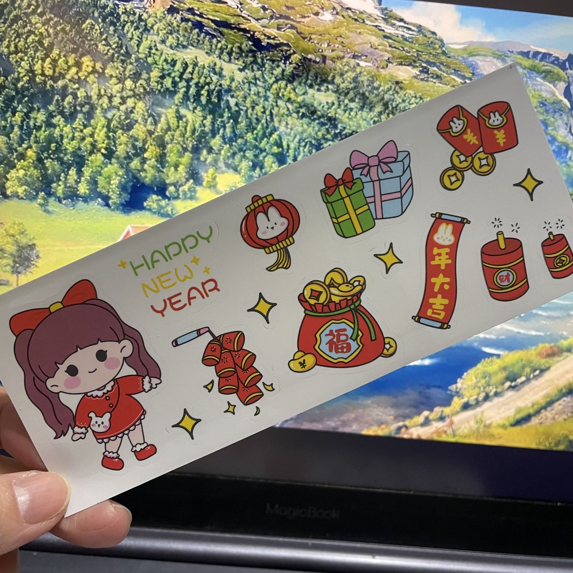 Big belly cup water Cup sticker cute cartoon sticky paper waterproof DIY hand account sticker thermos cup sticker