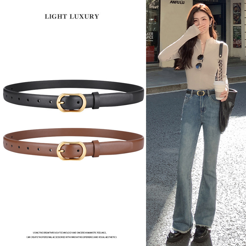 New Women's Leather Belt Casual Female Students Simple All-match Trend Matching Jeans Trouser Belt Simple Fashion