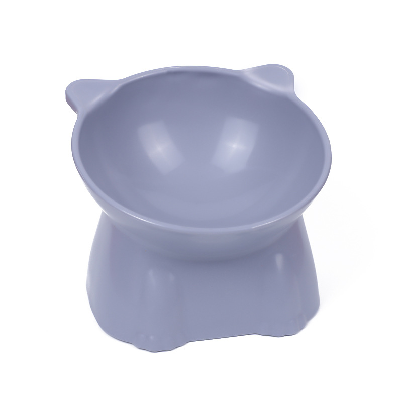 Nordic style inclined high foot plastic cat bowl cartoon neck protection anti-knock cat dog food bowl pet food set factory direct sales
