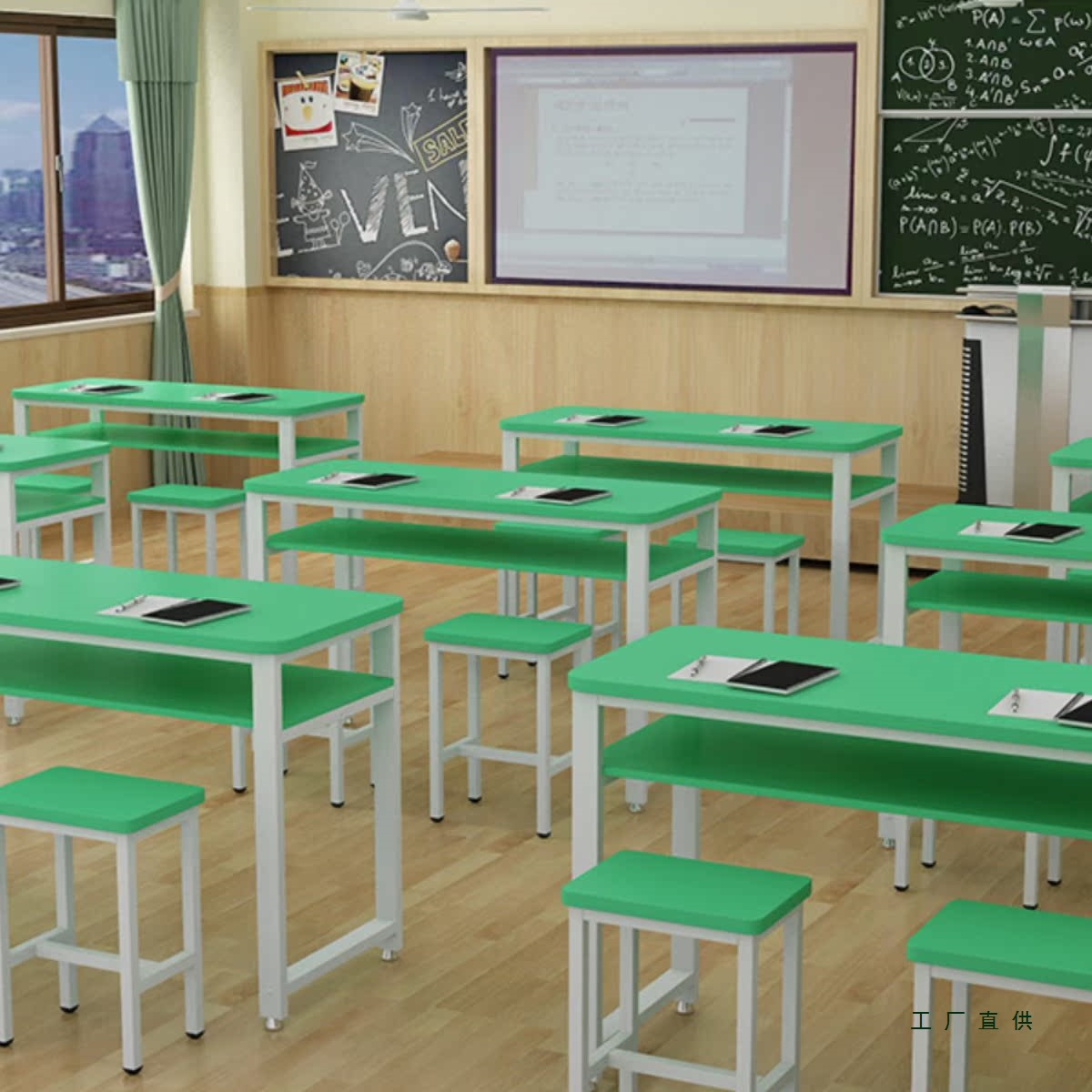 School Tutoring Class Primary and Secondary School Students Desk and Chair Combination Training Table Manufacturer Direct Sales Single and Double Home Student Desks