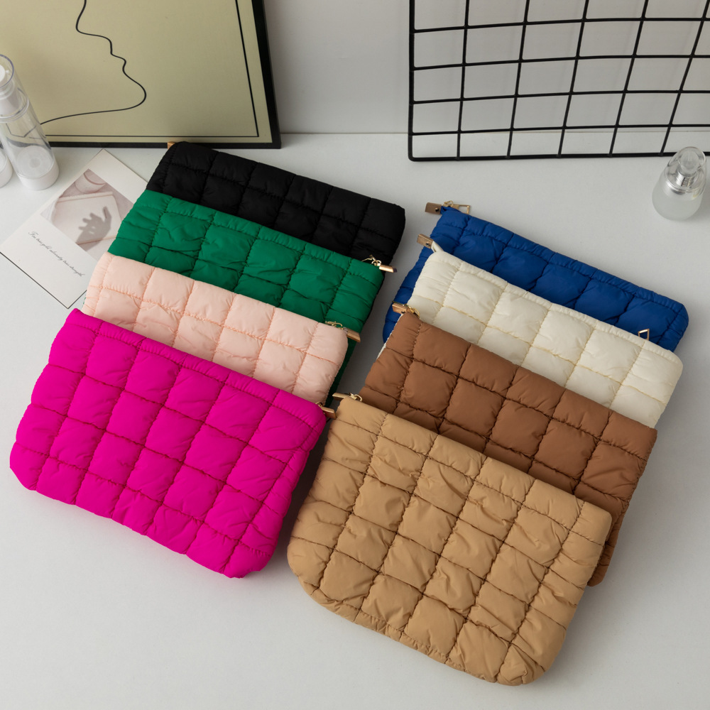 Новая однотонная клатч-сумка, складная косметичка, модная женская сумка, клетчатая сумка, стильная универсальная маленькая сумка