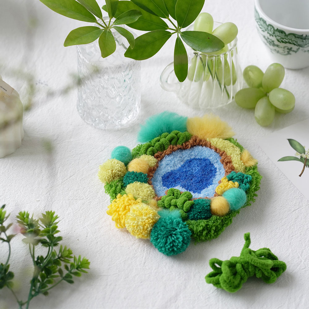 Poke Embroidery Four-Season Moss Carpet Coaster Warm Home Decoration Handmade DIY Material Package
