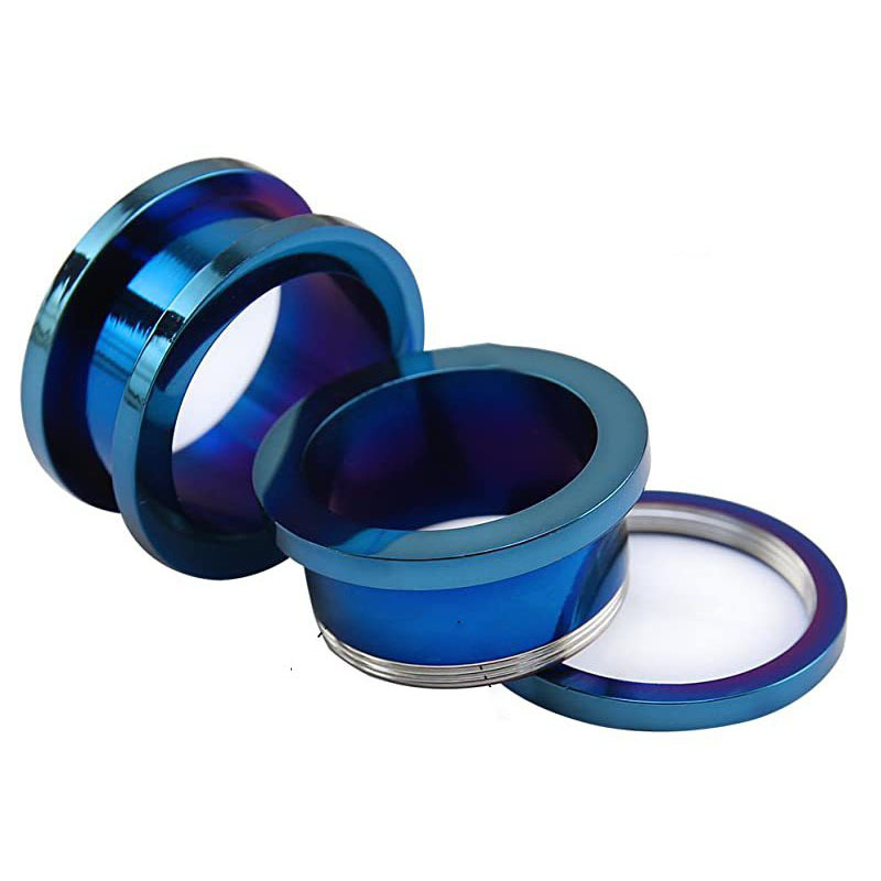 Foreign trade hot selling stainless steel pulley auricle vacuum electroplating ear expander punk style body piercing ear studs ear jewelry