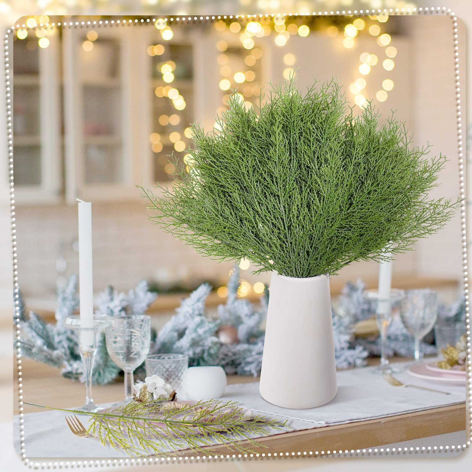 Cross Border Artificial Pine Branch Fake Green Plant Pine Leaf Branch DIY Christmas Tree Christmas Decoration Flower Artificial Pine