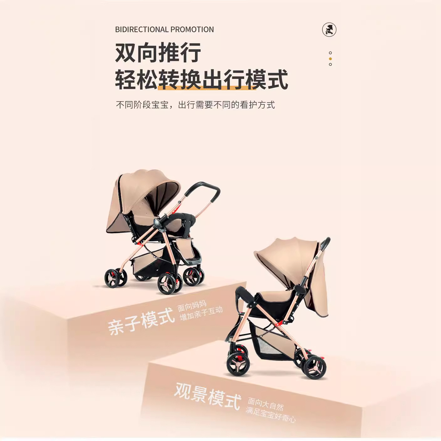Baby Trolley Sitting and Lying Lightweight High Landscape Baby Trolley Two-way Children's Folding Baby Walking Trolley
