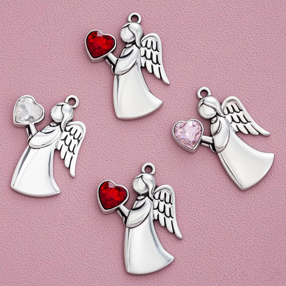 Cross-border New Elf Angel Love Rhinestone Silver-plated Alloy Pendant Pendant Light Luxury High-end Clavicle Chain Accessories
