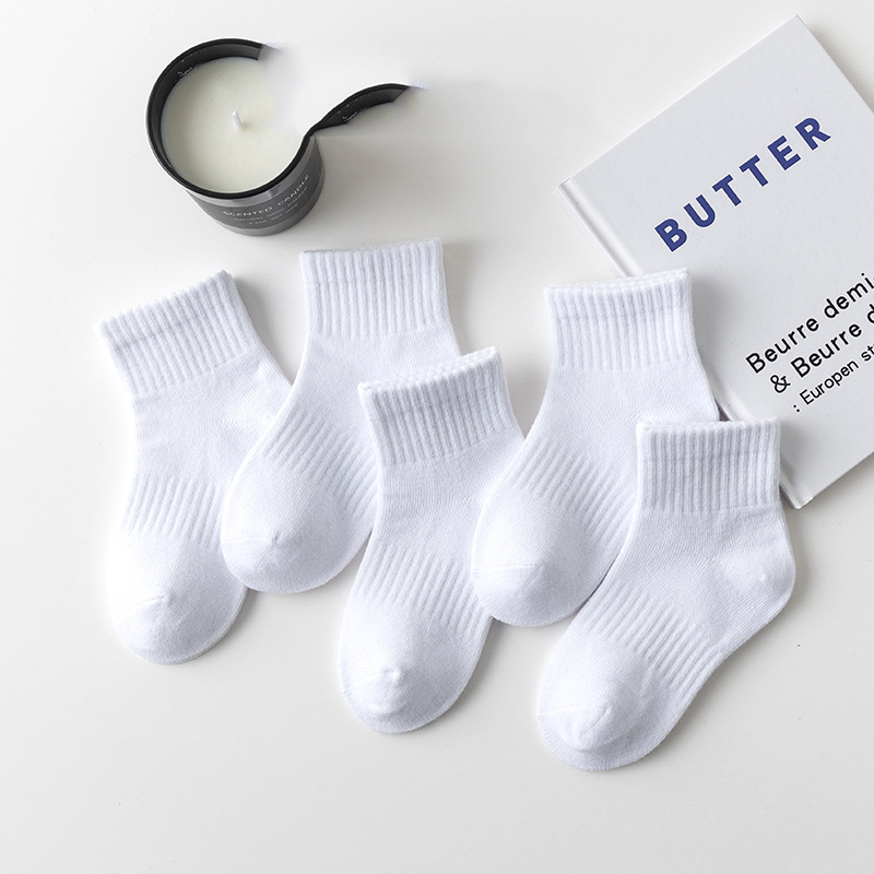 Детские носки для девочек Zhuji, белые спортивные носки оптом, весенние и осенние, впитывающие пот, носки для мальчиков и студентов