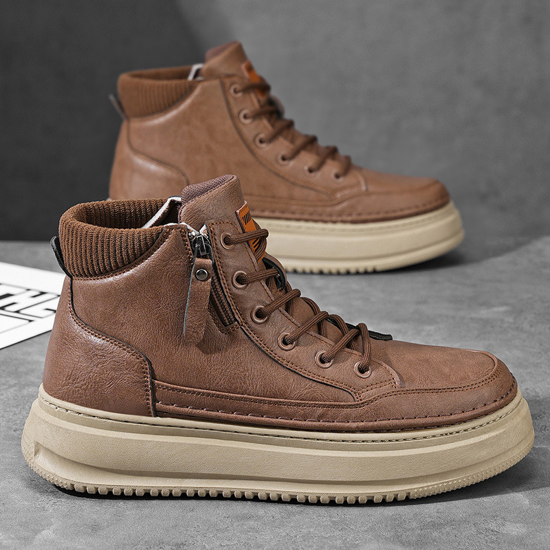 Popular Men's Shoes 2025 New Outdoor Hiking Casual Boots Men's Autumn and Winter Shoes Men's Trendy Shoes Thick-Soled High-Top Shoes