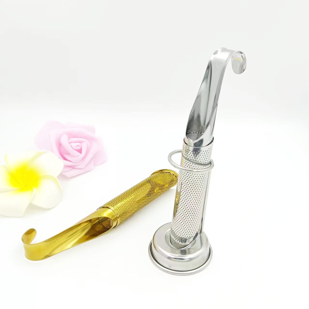 304 Stainless Steel Tea Drain Creative Pipe Hanging Tea Maker Kitchen Household Tea Separator Tea Filter Residue Artifact