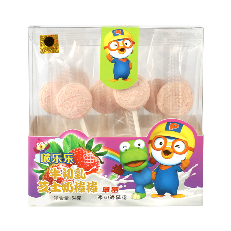 Lele Pororo Bovine Colostrum Cheese Milk Stick 54g Strawberry Original Snacks Tablet Sugar Milk Bean Lollipops