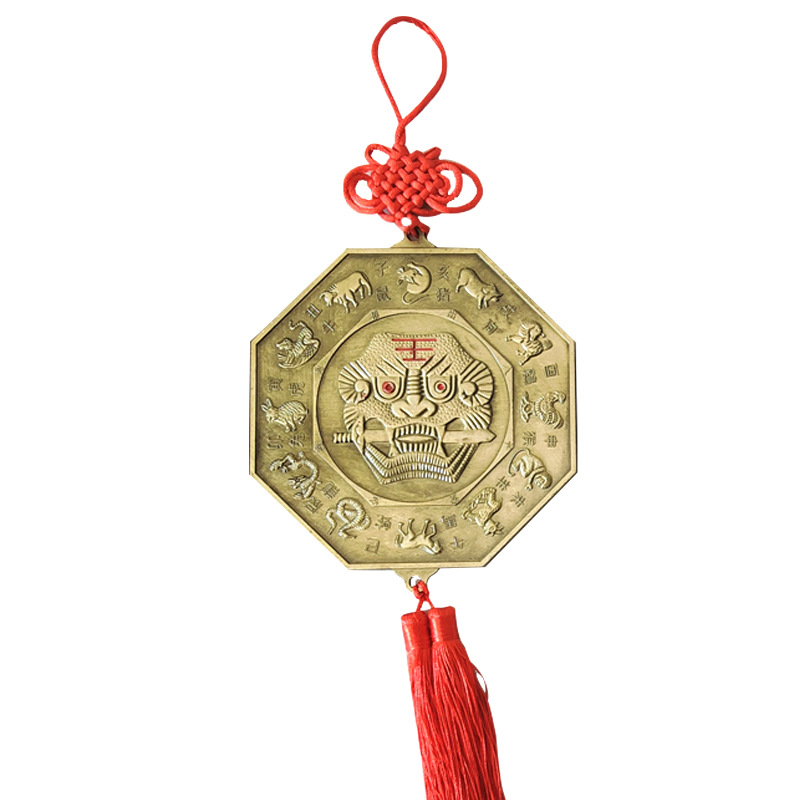 Wholesale alloy Taiji gossip lion bite sword eight diagrams mirror pendant door hanging twelve Zodiac ornaments octagonal hexagram