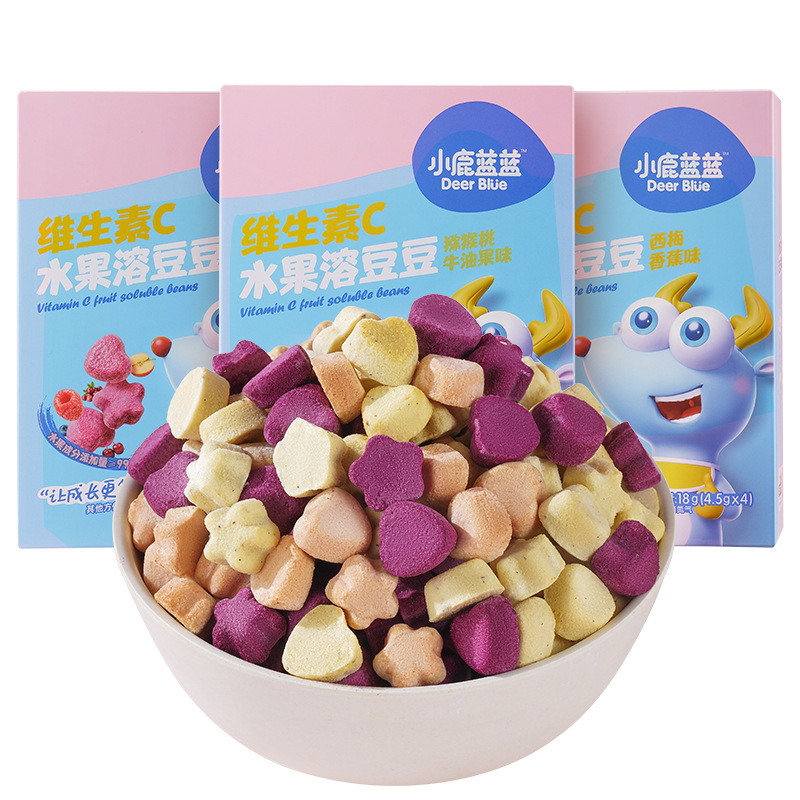 Deer blue blue vitamin C fruit soluble peas baby fruit soluble beans VC snack beans for infants complementary food spectrum