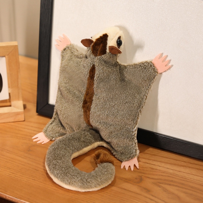 Cross-Border Hot-Selling Cute Pet Sugar Glider Dressed up as a Flying Squirrel Plush Doll, Simulated Flying Squirrel, Magnetic and Interesting Gift