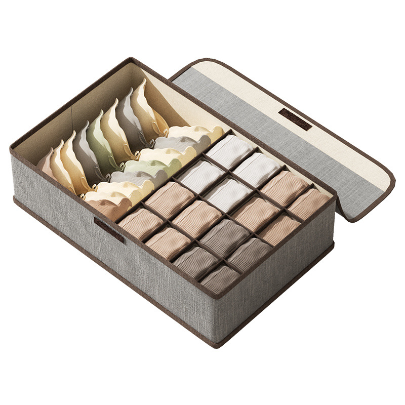 Dormitory Bedroom Three-in-One Visual Cotton and Linen Underwear Storage Box Household Socks Underwear Bra Drawer Type Organizer