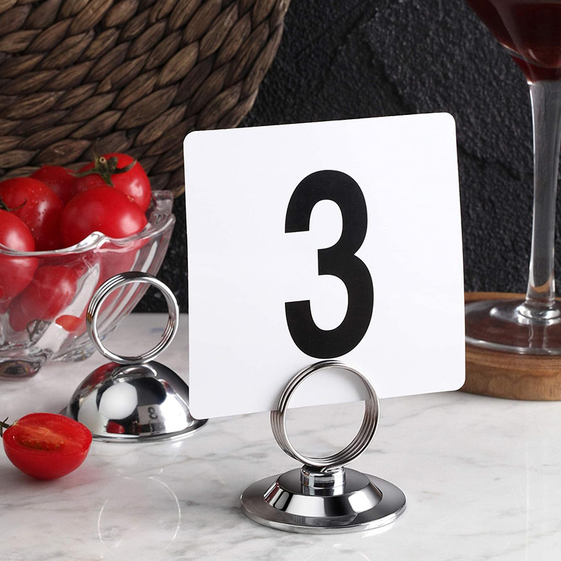 Desktop Stainless Steel Menu Holder Menu Clip Can Engrave Logo Metal Number Holder Table Sign Zinc Alloy Light Luxury