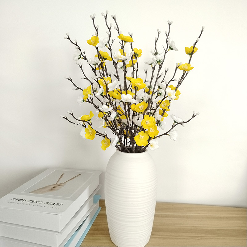 Cross-Border Hot-Selling 54cm Simulated Plum Blossom Branch Mini Wintersweet Artificial Flower Fake Flower Chinese Home Decoration Ornaments Arrangement