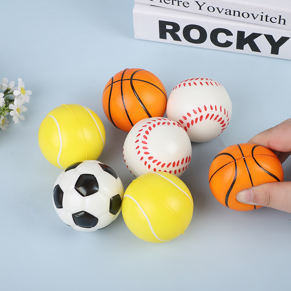 Cross-border Hot-selling Decompression 63mm Football Basketball Foam Sponge pu Ball Kidsren's Vent Toy Tennis Stress Ball