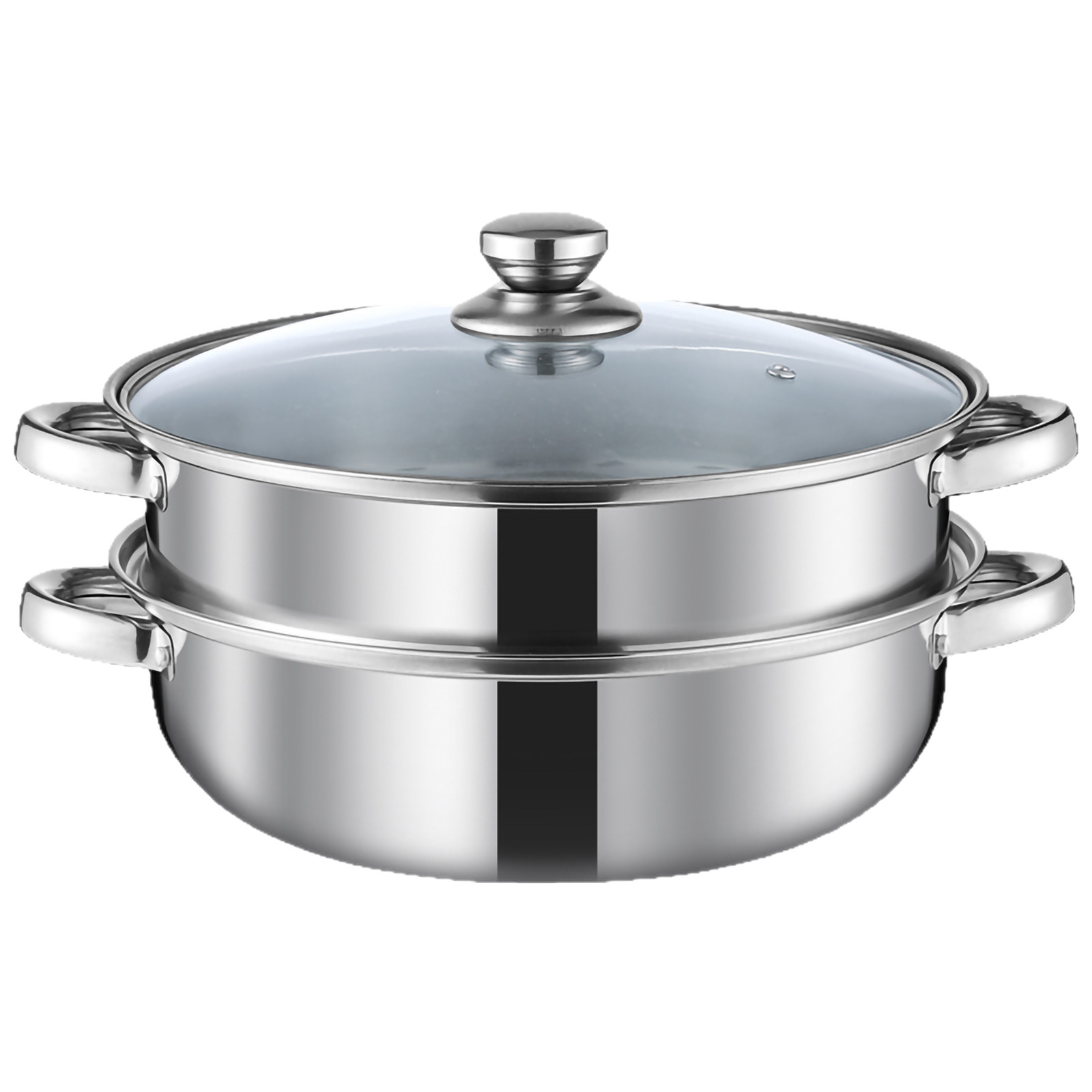 Stainless steel steamer double-layer thickened 28cm soup steamer household multi-layer fish steamer single-layer hot pot movable gift pot