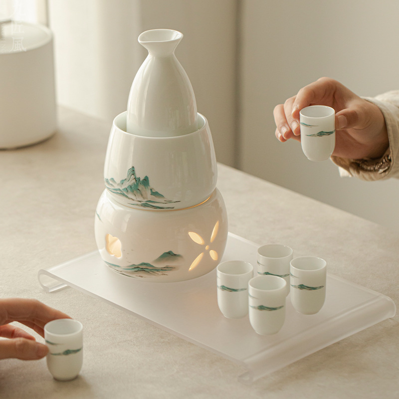 Нагреватель для вина Qianli Jiangshan, домашний китайский стиль, винный стакан, кувшин для вина, ликер, желтое вино, саке, керамические винные принадлежности