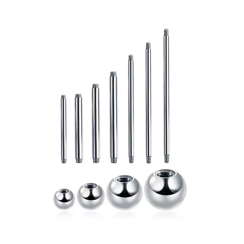 Europe and the United States cross-border hot-selling stainless steel straight double ball fashion tongue nail ear bridge ear bone nail barbell breast ring puncture
