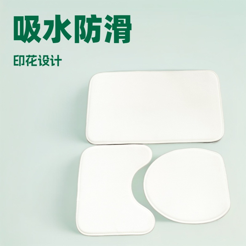 Коврик из фланели и кристаллического велюра 3D с печатью, белый, в трех частях, водопоглощающий, нескользящий, оптовая настройка