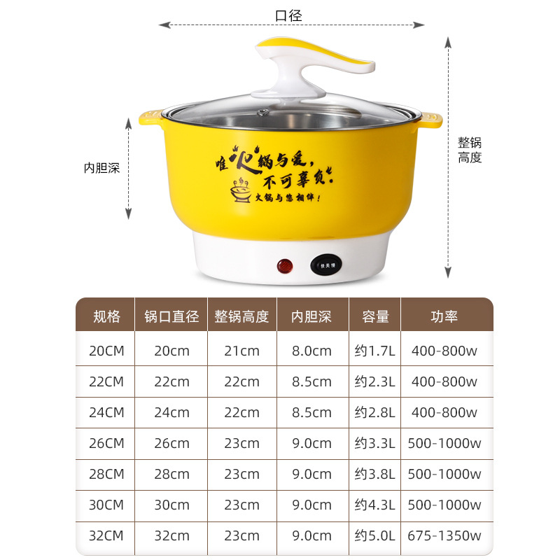 Factory Direct Supply Stainless Steel Electric Frying Pan, Takeaway Electric Pot, Small Hot Pot, Convenient Electric Hot Pot, Multi-Functional All-In-One Electric Cooking Pot