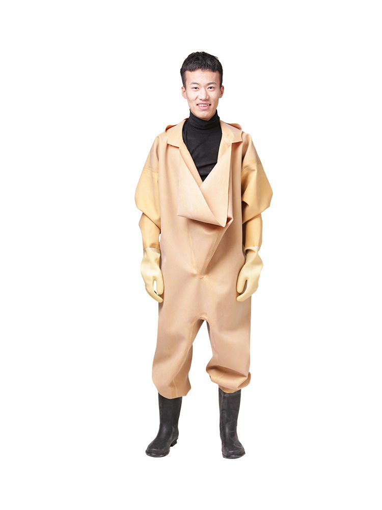 Full Body Thickened Belly Rubber Water Pants Fishing Fish Catching Leather Water Fork Lotus Root Digging Suit Wading Car Wash One-piece Rain Boots