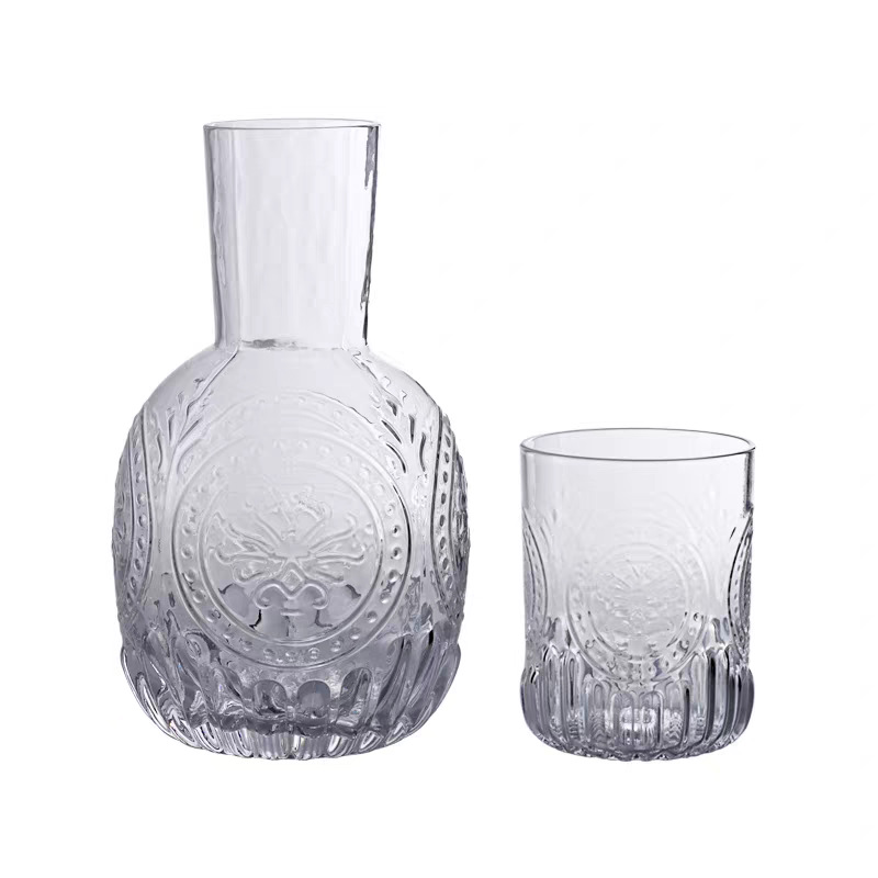 Cross-Border Creative Retro Carved Cold Water Kettle Glass High Temperature Resistant Cold Boiled Water Cup Set Cold Water Kettle Teapot