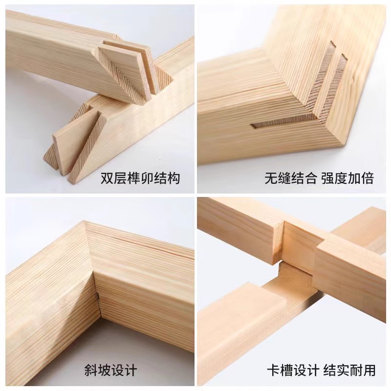 Thickened and Widened DIY Oil Painting Frame, Professional Solid Wood Frame Strips, Pine Canvas Inner Frame, Mortise and Tenon Joint Assembly