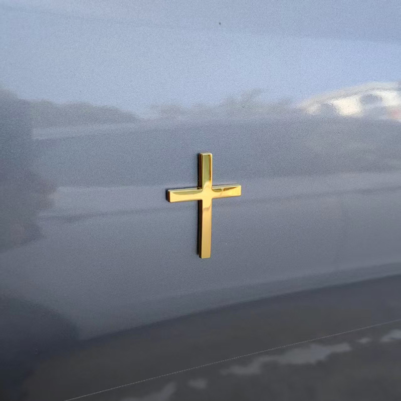 Popular Car Metal Stickers 3D Stereo Metal Cross Car Stickers Scratch Stickers Car Rear Stickers Personalized Body Decoration
