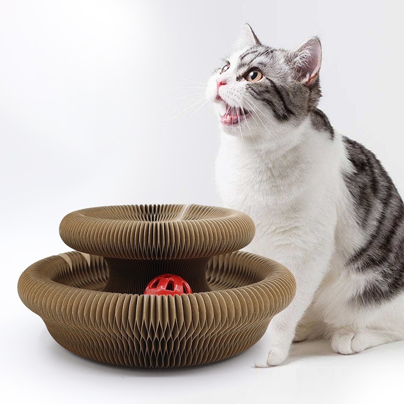 Magic Organ Cat Scratching Board Cat Toy Self-Entertainment Relief with Bell Corrugated Paper Scratch-Resistant Foldable Transformable Cat Toy