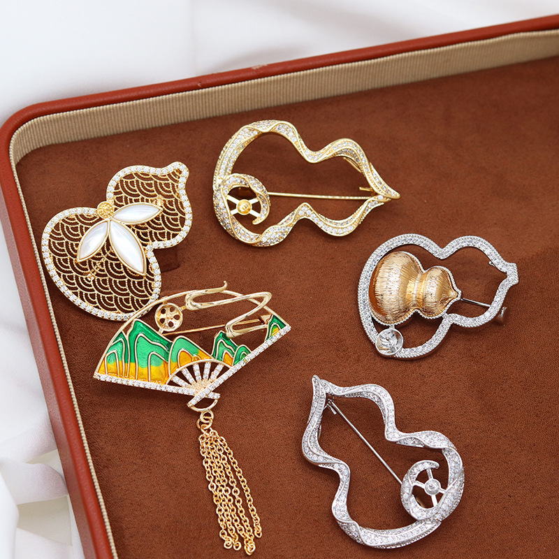 Новая ретро китайская вырезанная тыква DIY брошь с жемчугом белая перламутровая элегантная корсажная брошь аксессуары