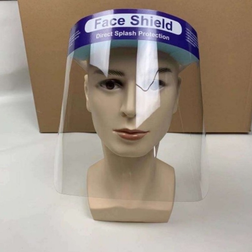 Transparent Protective Sponge Mask Coated Anti-Fog Blue Elastic Band Disposable Isolation Visor Chinese and English