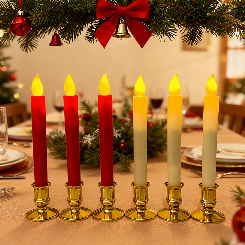 Led Long Pole Digital Smokeless Candle Light Artificial Flame Candle Atmosphere Ornaments