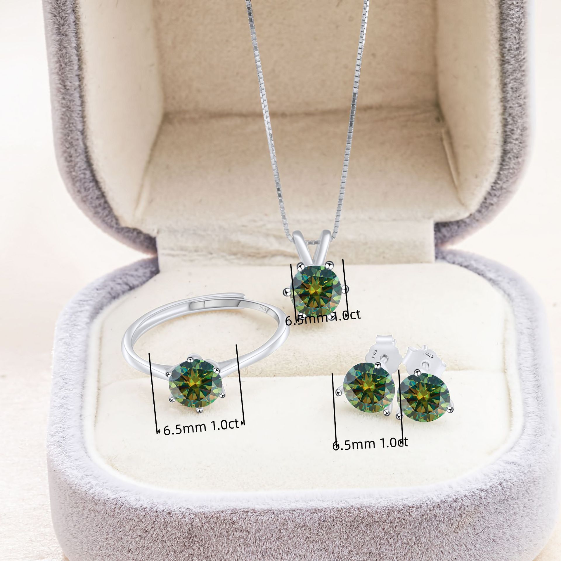 Эксклюзивный комплект ювелирных изделий из моиссанита: серьги, кольцо, кулон из стерлингового серебра с сертификатом, тестированный алмазный карандаш