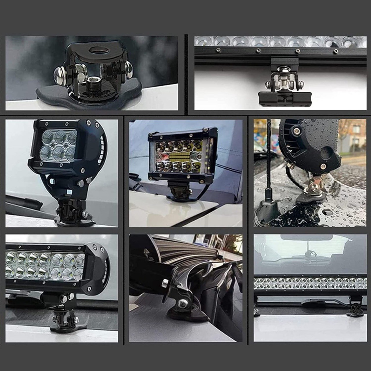 Non-Destructive Bracket for Car Off-Road Vehicle Hood Strip Light, Hood Punch-Free Bracket, Led Spotlight Edge Bracket