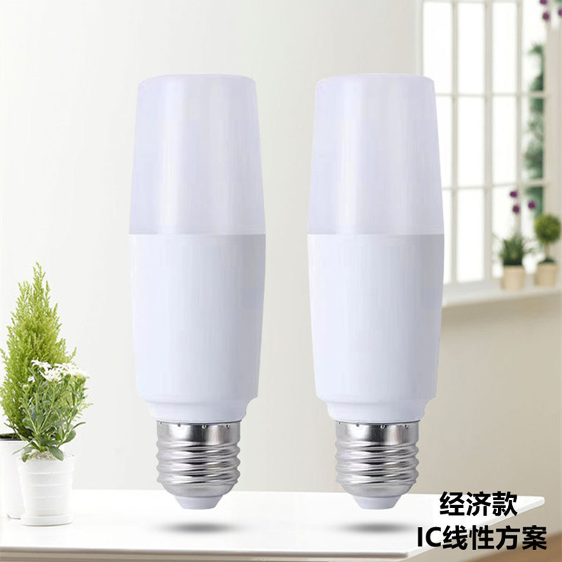 Led Bulb Plastic-Coated Aluminum Cylindrical Bulb Linear Ic Economical Model Household Energy-Saving E27/B22 Lamp Holder Screw Socket