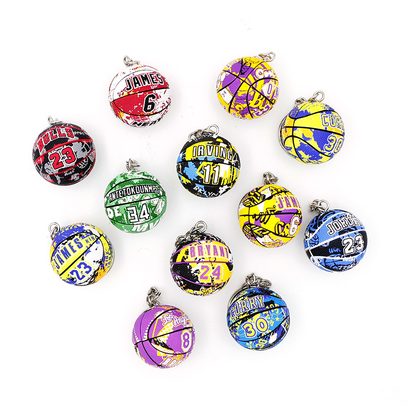Basketball pendant Lakers Kobe James Jordan Warriors Clippers Bulls Bucks Curry Basketball Keychain