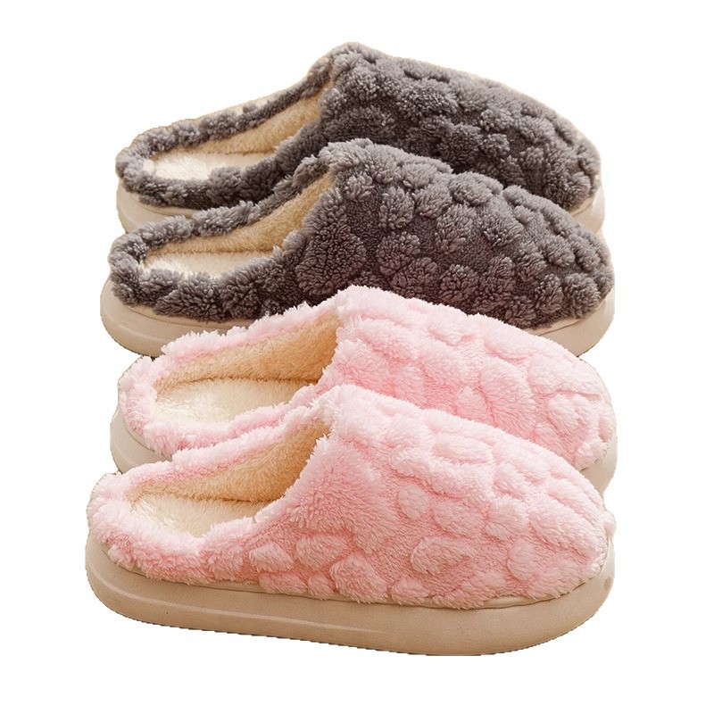 Chain Supermarkets Supply 2025 Winter Marshmallow Couple Home Thick-Soled Soft-Soled Warm Fleece-Lined Cotton Slippers